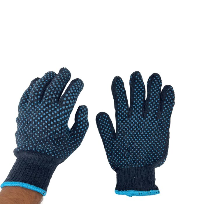 Gloves Double Dotted Blue