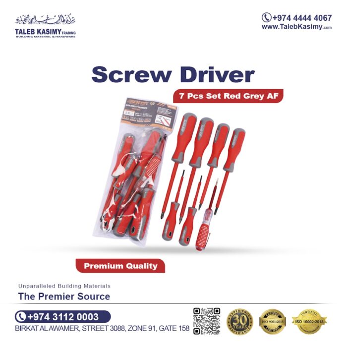 Screw Driver 7 Pcs Set Red Grey AF