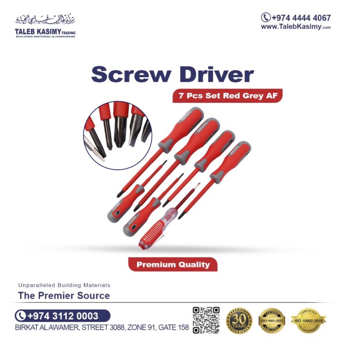 Screw Driver 7 Pcs Set Red Grey AF2